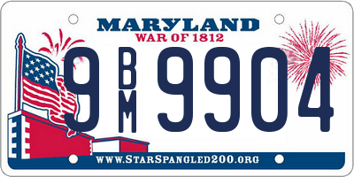 MD license plate 9BM9904