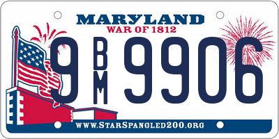 MD license plate 9BM9906