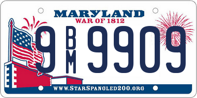 MD license plate 9BM9909
