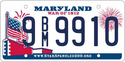 MD license plate 9BM9910