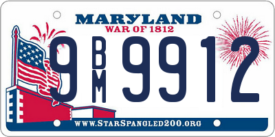 MD license plate 9BM9912