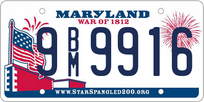 MD license plate 9BM9916