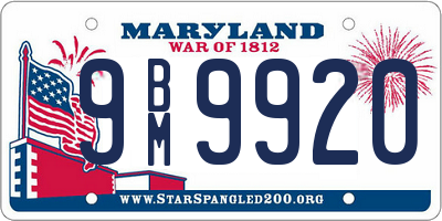 MD license plate 9BM9920