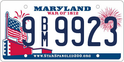 MD license plate 9BM9923
