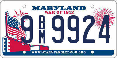 MD license plate 9BM9924