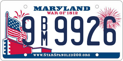 MD license plate 9BM9926