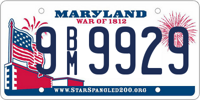 MD license plate 9BM9929