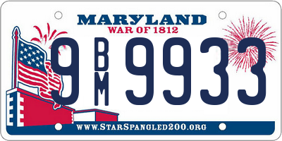 MD license plate 9BM9933