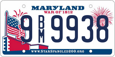 MD license plate 9BM9938