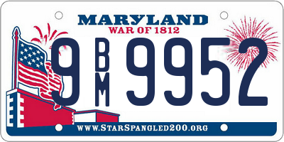 MD license plate 9BM9952