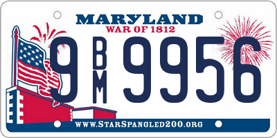 MD license plate 9BM9956