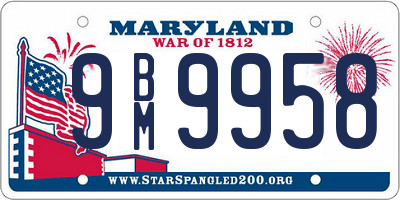 MD license plate 9BM9958