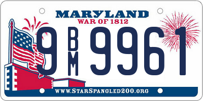 MD license plate 9BM9961