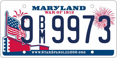 MD license plate 9BM9973