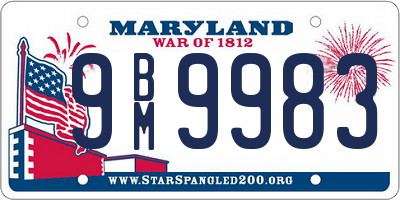 MD license plate 9BM9983