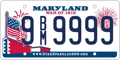 MD license plate 9BM9999