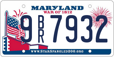 MD license plate 9BR7932