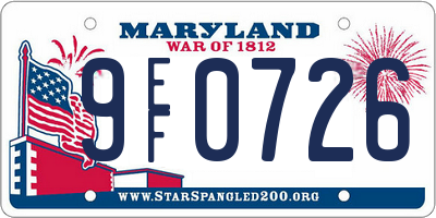 MD license plate 9EF0726