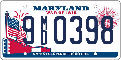MD license plate 9MD0398