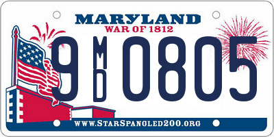 MD license plate 9MD0805