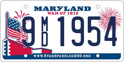 MD license plate 9MD1954