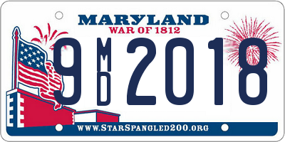 MD license plate 9MD2018
