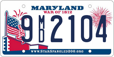 MD license plate 9MD2104