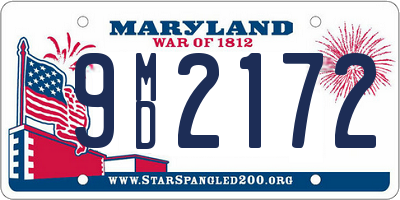 MD license plate 9MD2172