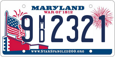 MD license plate 9MD2321