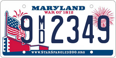 MD license plate 9MD2349