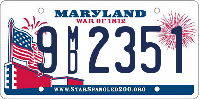 MD license plate 9MD2351