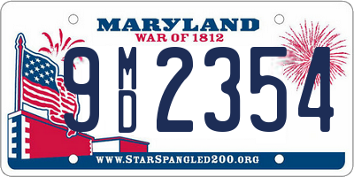 MD license plate 9MD2354