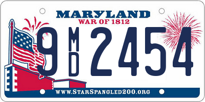 MD license plate 9MD2454