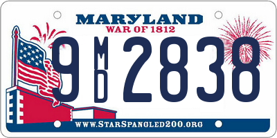 MD license plate 9MD2838