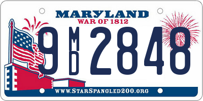 MD license plate 9MD2848