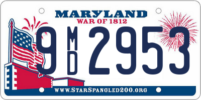 MD license plate 9MD2953