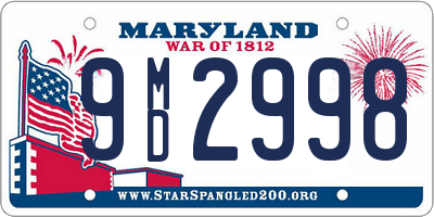 MD license plate 9MD2998