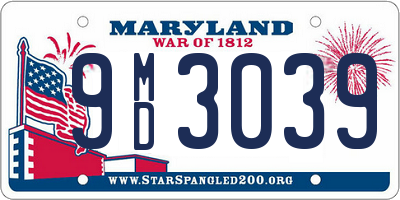 MD license plate 9MD3039