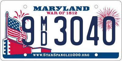 MD license plate 9MD3040