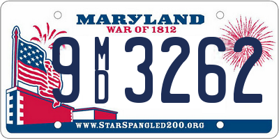 MD license plate 9MD3262