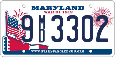 MD license plate 9MD3302