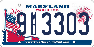 MD license plate 9MD3303