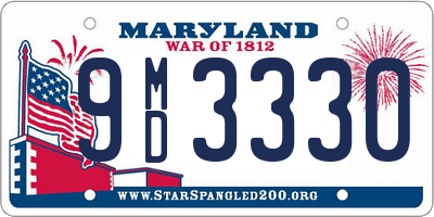 MD license plate 9MD3330