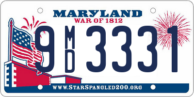 MD license plate 9MD3331