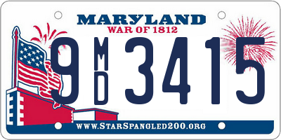 MD license plate 9MD3415