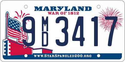 MD license plate 9MD3417