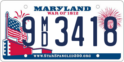 MD license plate 9MD3418