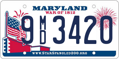 MD license plate 9MD3420