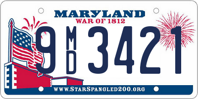 MD license plate 9MD3421