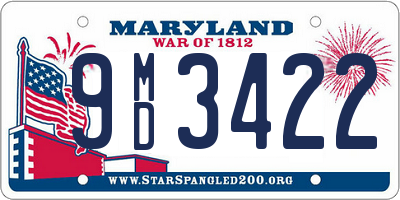 MD license plate 9MD3422